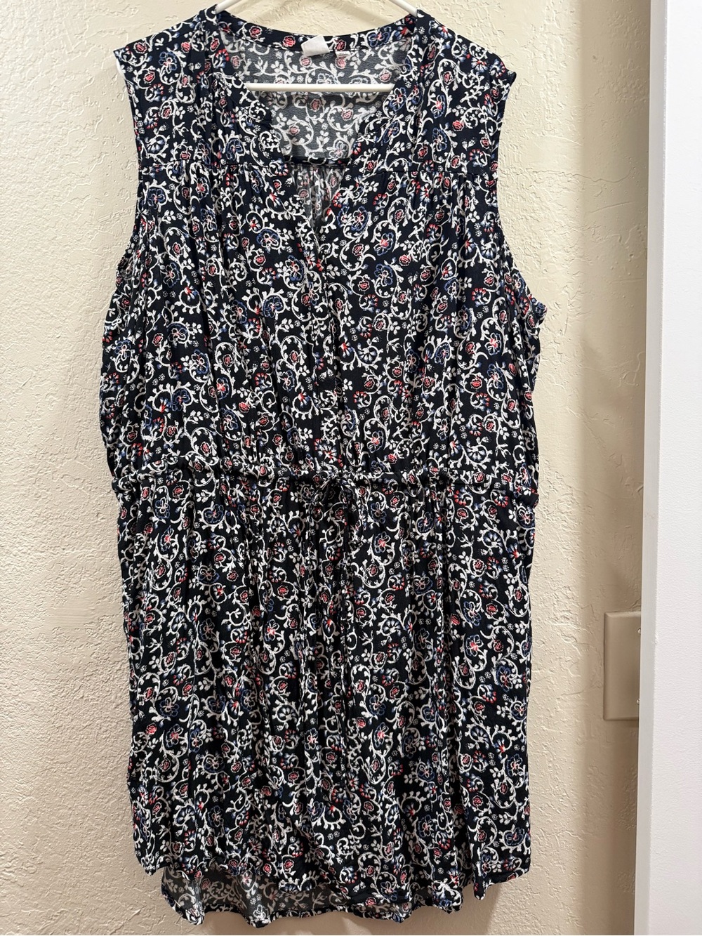 GAP XXL black Floral women's plus size dress drawstring waist 2xl pockets